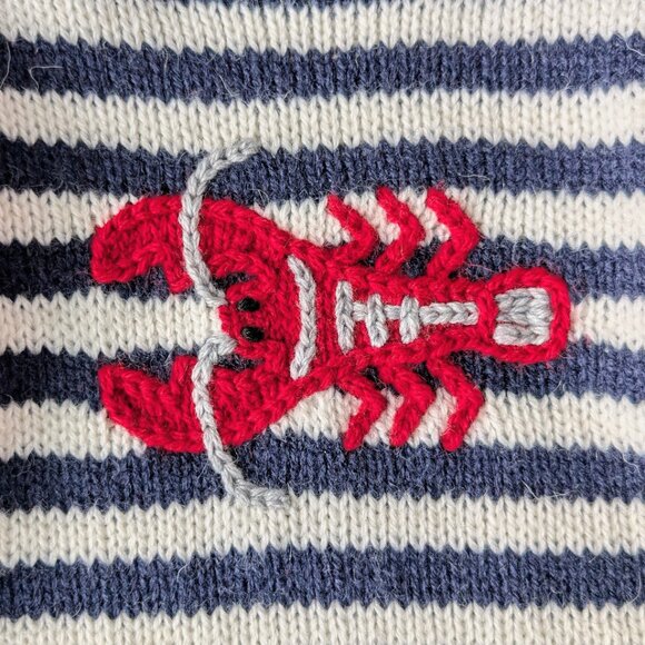 American South Side Kids Wool Alpaca Striped Lobster Sweater size 4 - Picture 2 of 6